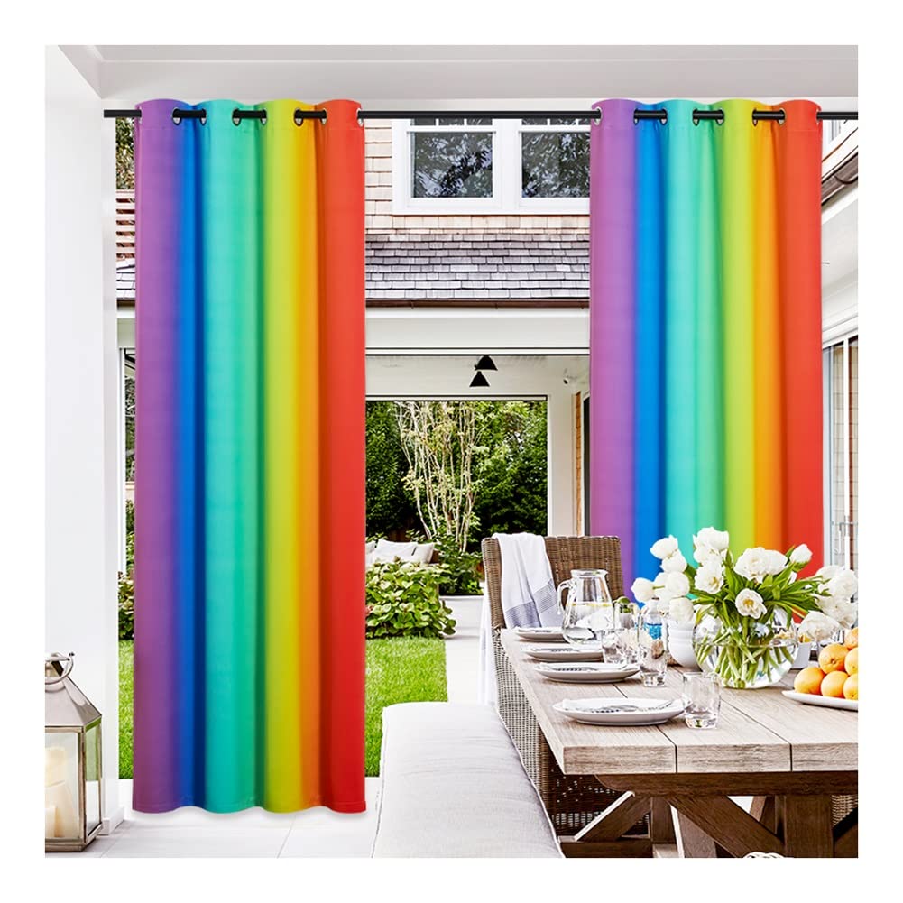 Amazon.co.jp: GDMING 防水パティオ用屋外カーテン、 レインボー