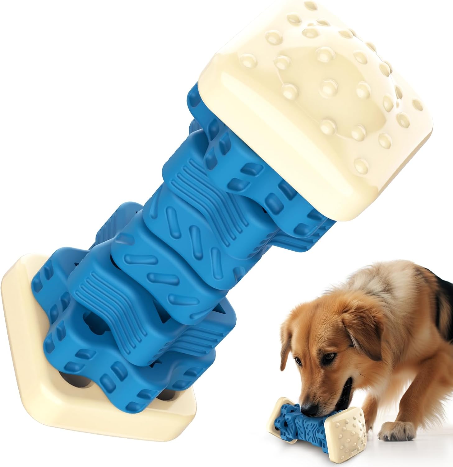 RUXAN Dog Toys Indestructible for Aggressive Chewers, 3 in 1 Tough Puzzle Dog Toy with Beef