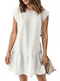 Womens Summer T Shirt Dress Casual Short Cap Sleeve Ruffle Hem Crewneck Loose Mini Dresses