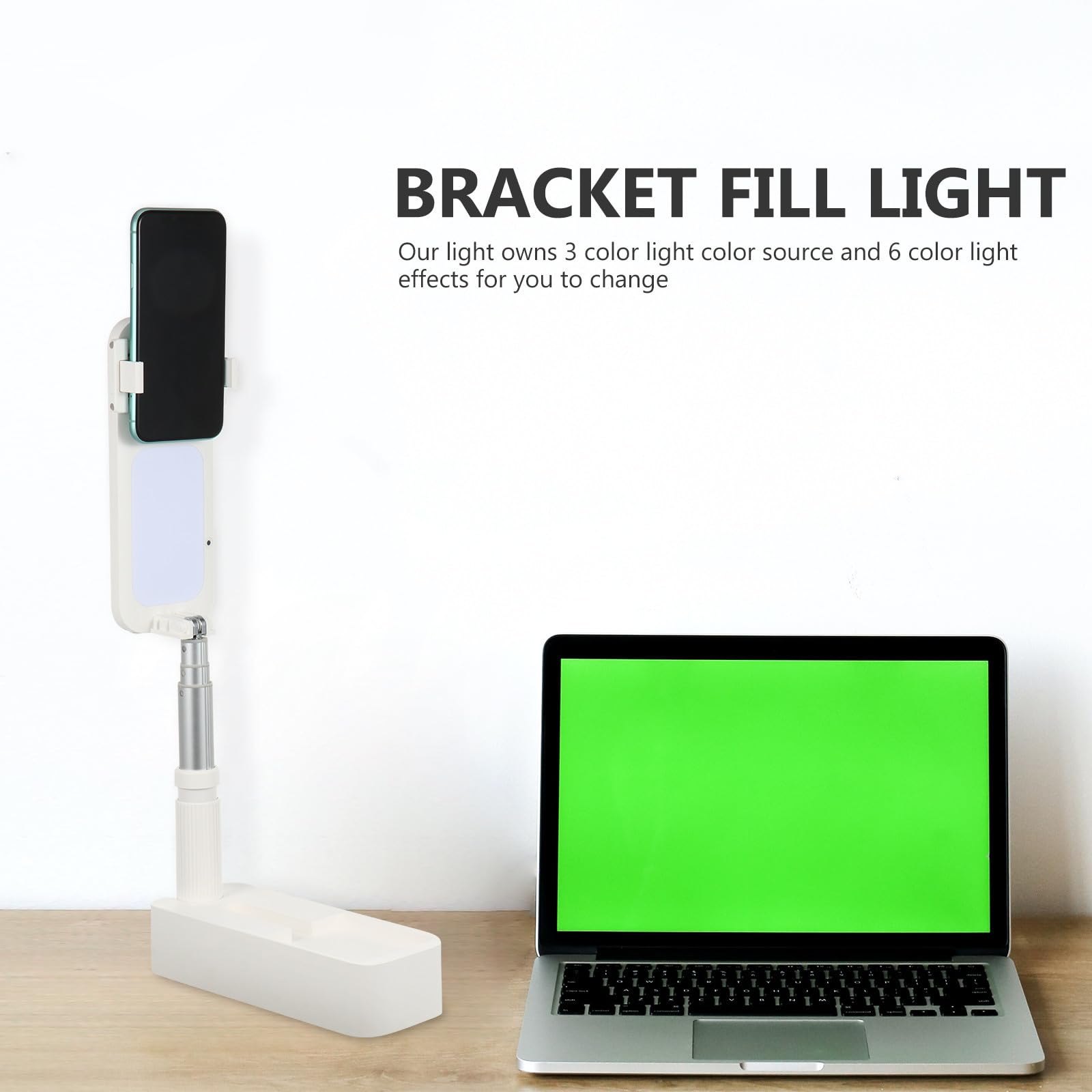 Soporte para Teléfono Móvil con Luz de Relleno, Plegable y Ajustable en Altura, Batería de 1000mah, Adecuado para Shows en y Fotografía de Retrato