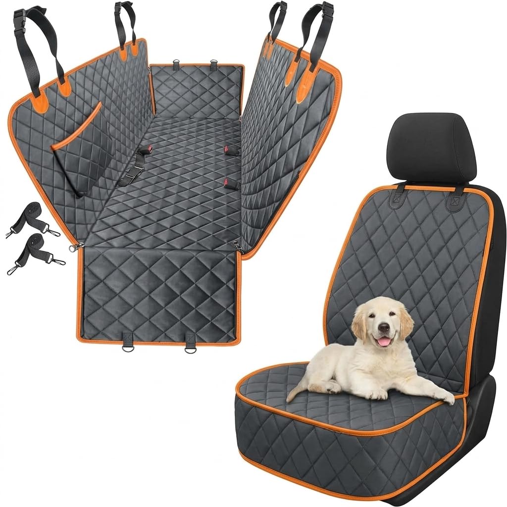 Dog Car Seat Cover for Back Seat, Waterproof Hammock for Car & SUV | 600D Oxford, Side Flaps with Zippers, Scratch Resistant, Non-Slip, Easy Install, Machine Washable, Free Front Seat Cover-image-23