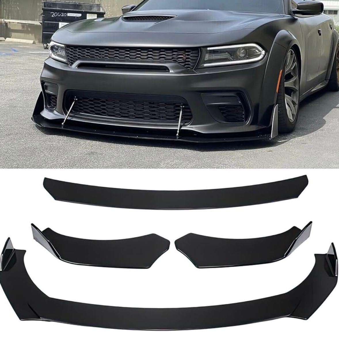 3PC- Front Bumper Lip Spoiler Car Universal Adjustable Spoiler Splitter Diffuser Protector Universal for All CAR-image-29