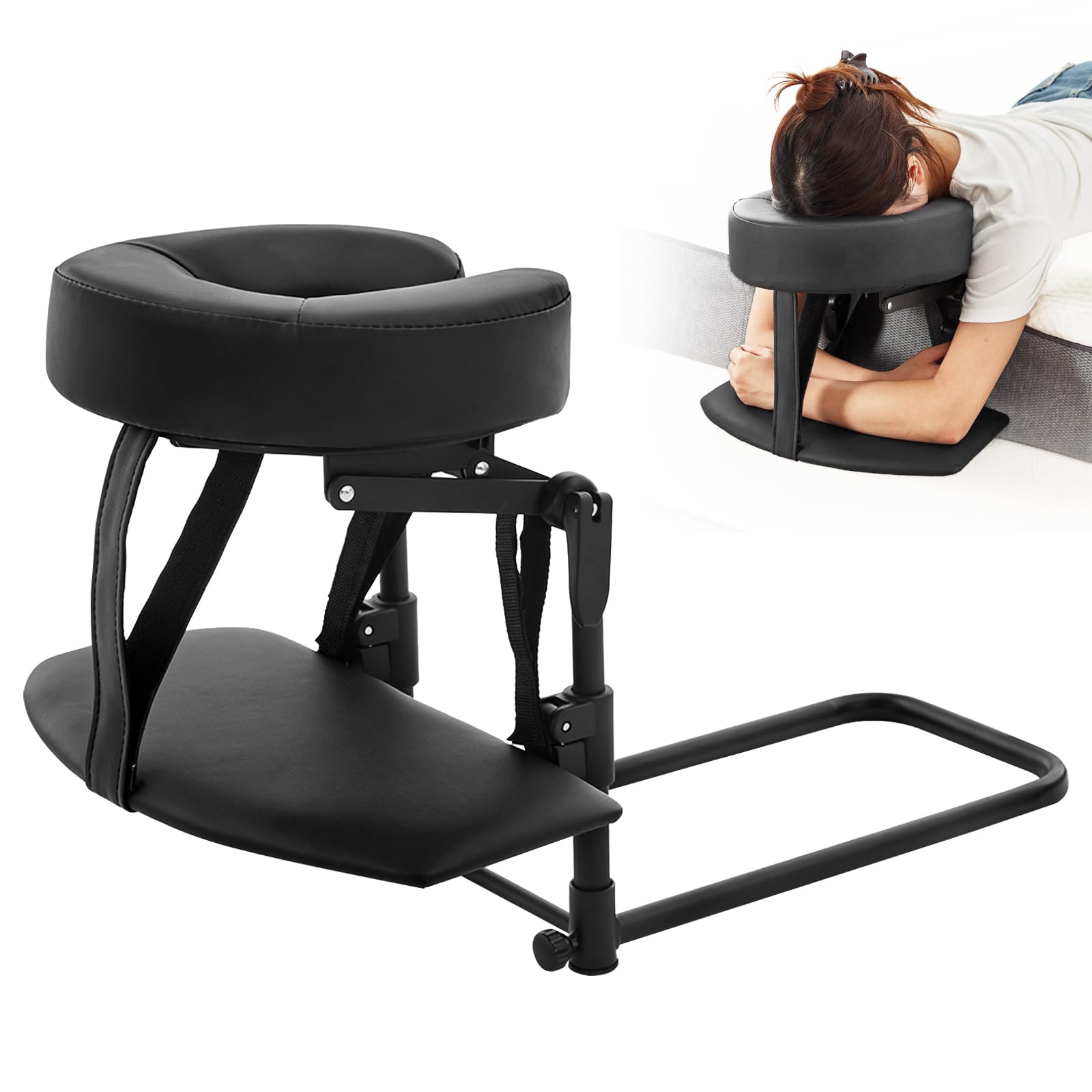 Reposacabezas Masaje Cama, Soporte Facial Ajustable con Cojín de Cara en U Ergonómico de Espuma con Memoria para Camilla Plegable