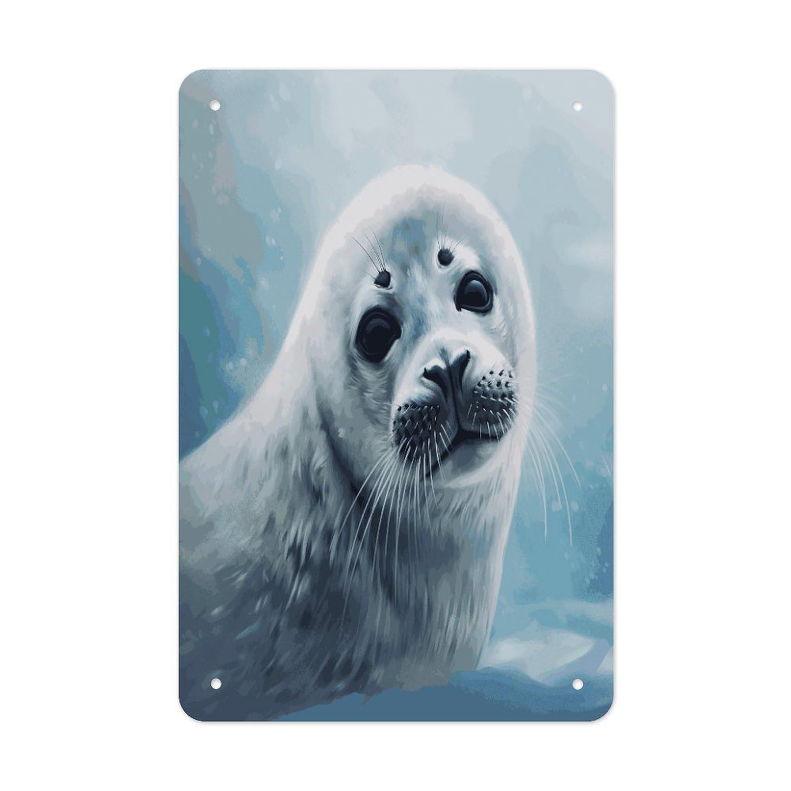 Btcowzrv Style Harp Seal Painting Wallpaper Metal Tin Sign Wall Decor Hanging Plaque