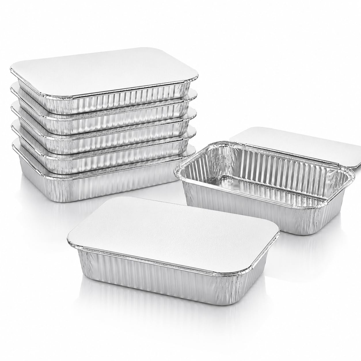 E Greenwize Packaging Aluminium Foil Oval Containers with Lids, 600ml, Pack of 50 - Leak-Resistant Disposable Trays for BBQ, Camping, Meal Prep & Roasting, Oven & Freezer Safe, 18.6 x 12.9 x 4cm