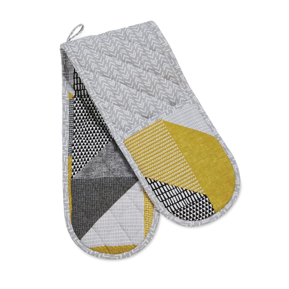 Catherine Lansfield Larsson Geo Double Oven Glove Ochre