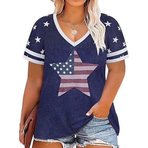 RITERA Plus Size Tops for Women Short Sleeve T Shirt Casual Summer V Neck Tunics Tees XL-6XL