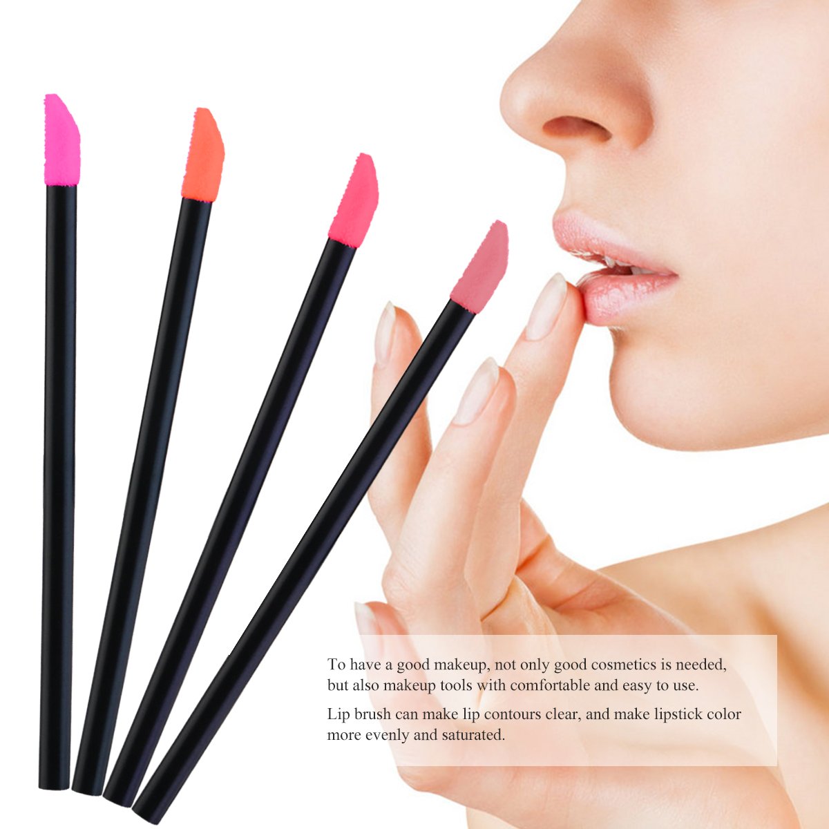 NUOLUX 150pcs Makeup Lip Brush Lipstick Glossy Wands Applicator Tool Disposable(Black)