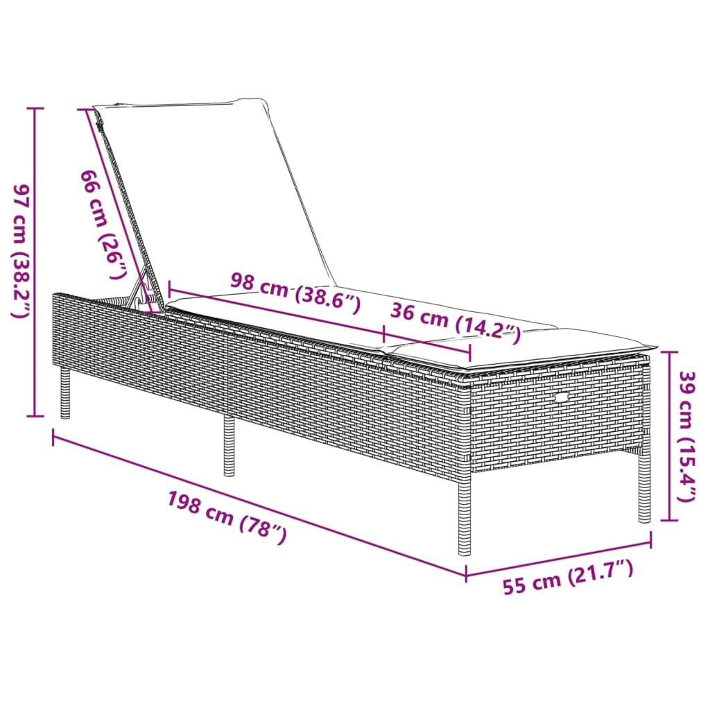 Tomostar Bain de Soleil, Chaise Longue Jardin Extérieur Transat pour Piscine avec Coussin Gris résine tressée