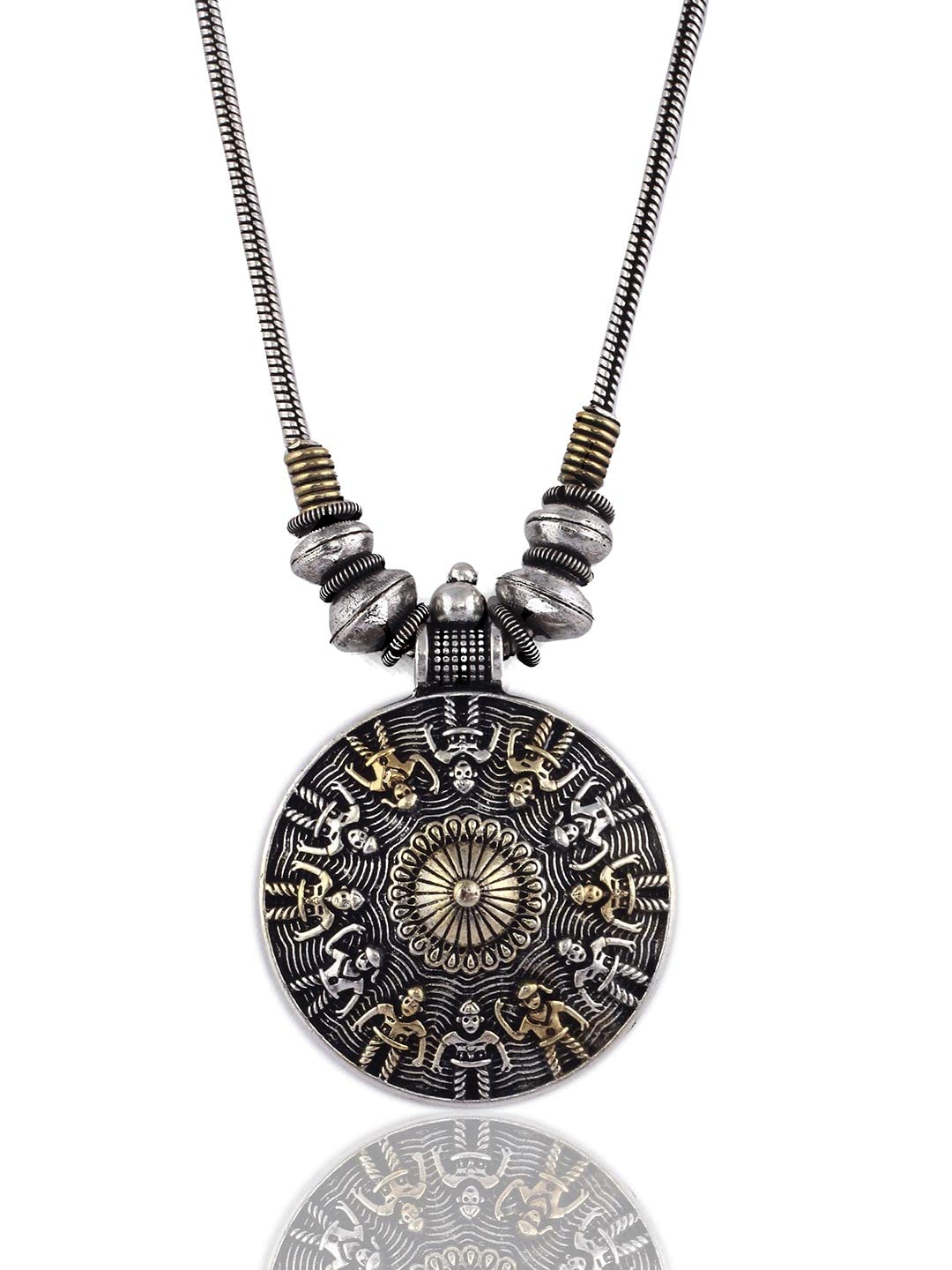 El Regalo Dual Tone German Silver Tibetan Pendant Necklace for Girls & Women | Tribal Tibetan Indo Western Pendant Necklace in Oxidized German Silver (B071GQJWNB) Amazon Price History, Amazon Price Tracker