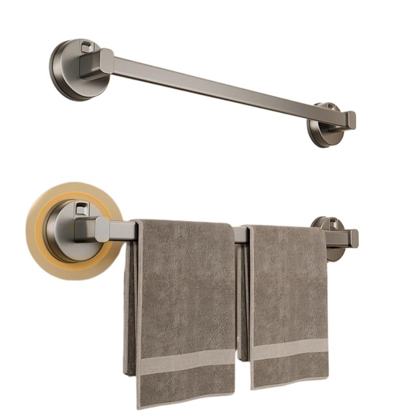 Bathroom Towel Rack, Single Pole Suction Cup Installation Slipper, Multi-functional Wall-mounted Storage for Bathroom(Grey 40cm)