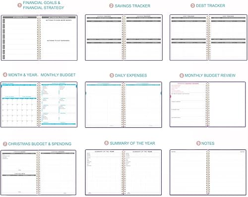 Miniatura 6 de Planificador de presupuesto libro de presupuesto mensual de 8 x 9.5 pulgadas con cuaderno de seguimiento de gastos, libro de presupuestos 2026 y