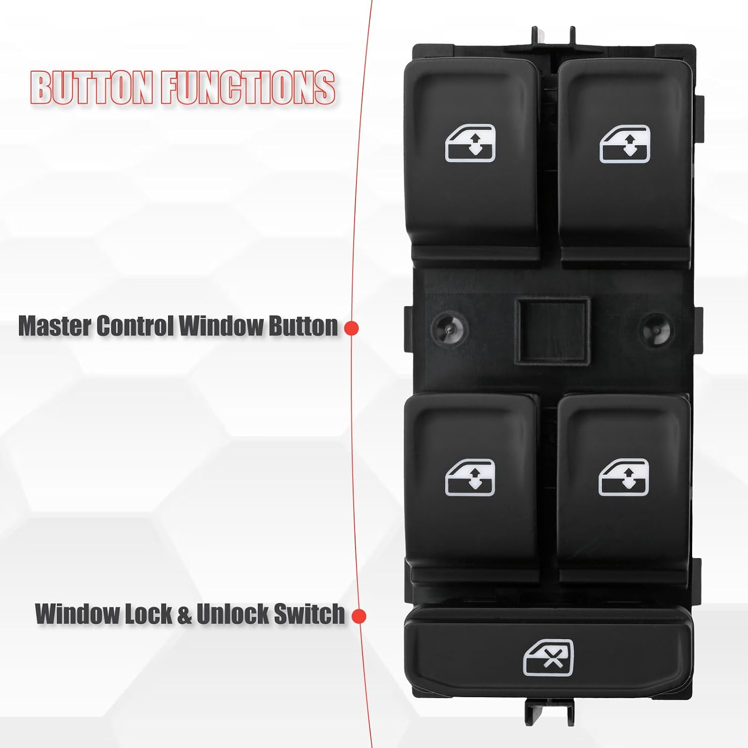 5G0959857D Master Power Window Switch Driver Side Compatible with Atlas Cross Sport Golf SportWagen Atlas Golf Jetta e-Golf Golf R GTI Golf Alltrack Taos