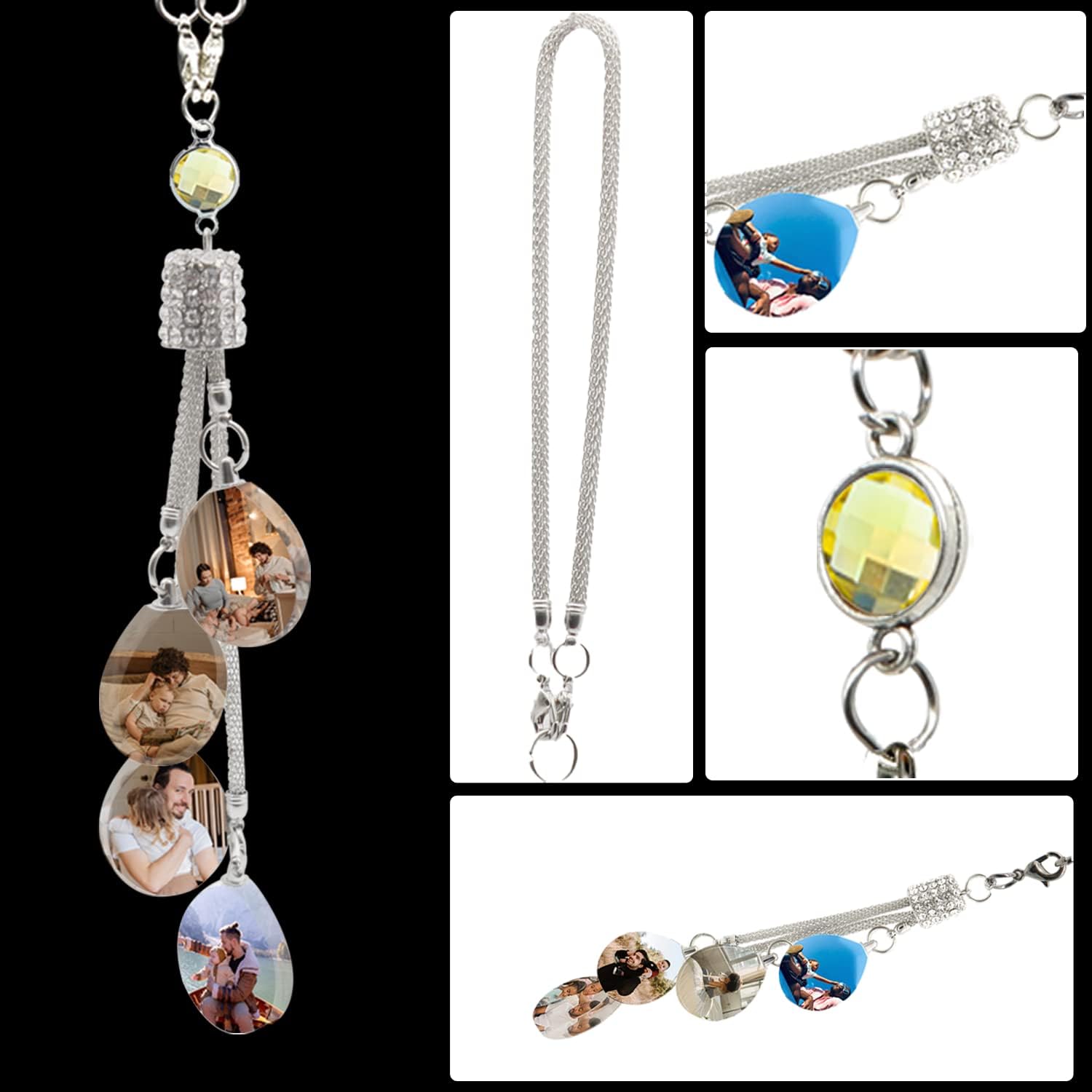 Personalized Photo Crystal Hanging Car Accessories for Women and Man Customized Pictures Car Rearview Mirror Crystal Pendants Home Decor Style 8 image 4 of 6 B0C53D7SDS