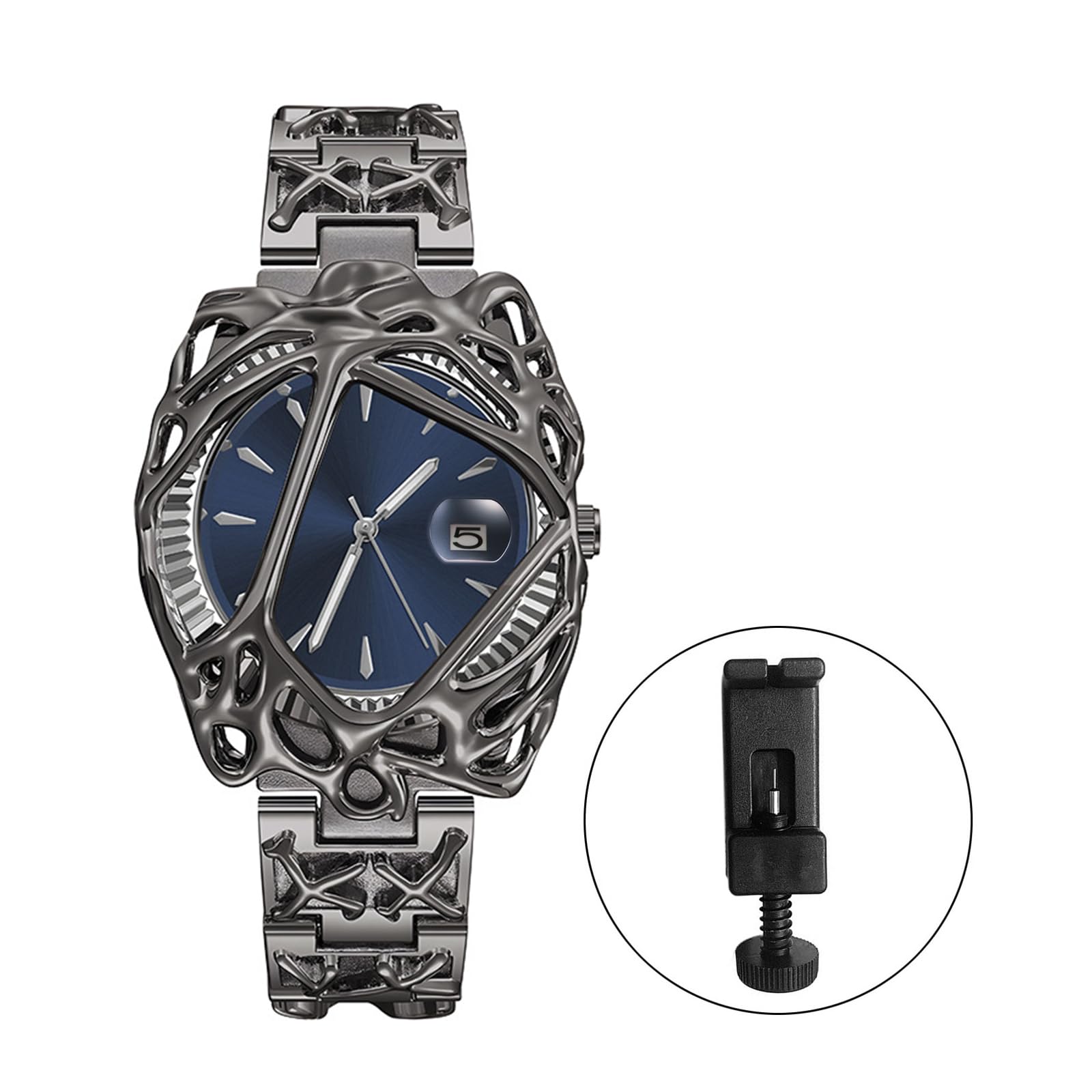 OIDEA Orologio punk da uomo: stile steampunk, hip hop, analogico, al quarzo, lancette luminose, orologio da polso per tutti i giorni e feste all'aperto
