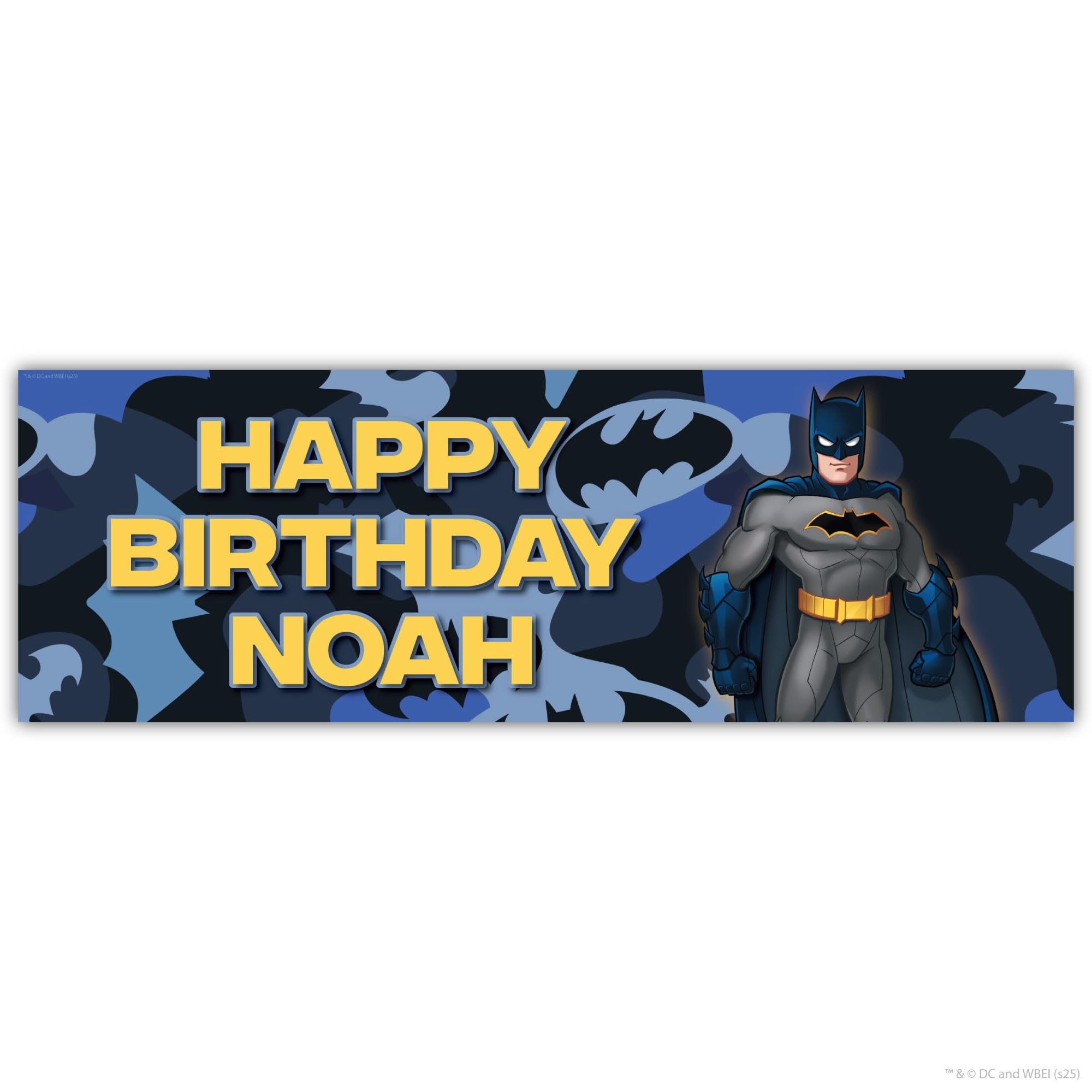 Batman Birthday - Camo Print Personalised Name Banner Wall Sticker (120cm width x 40cm height)
