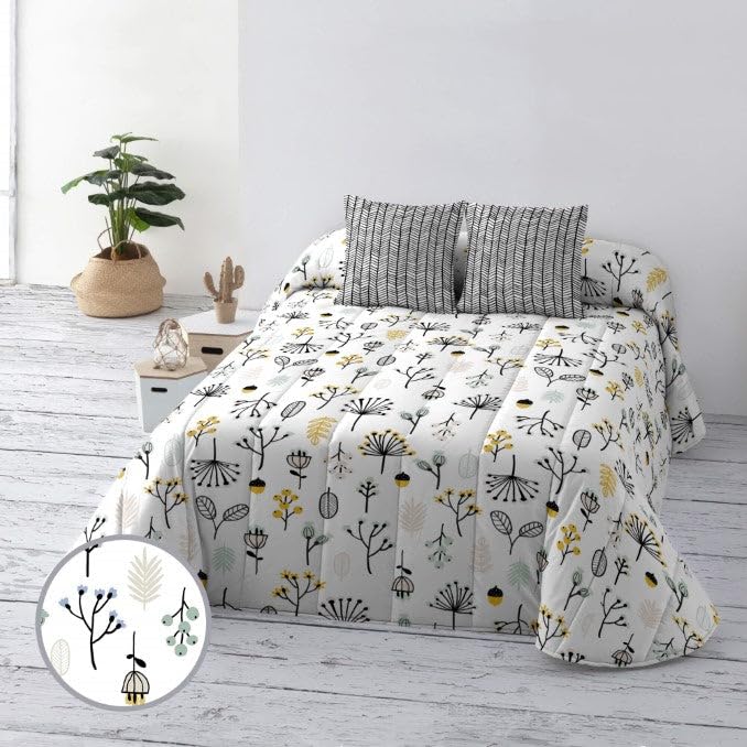 BELUM | Colcha Bouti 100 gr Cama 90 Medida Producto: 190x270 Tejido: 100% algodón orgánico 175 Hilos. Certificado Oeko-Tex Modelo: Santorini Mint