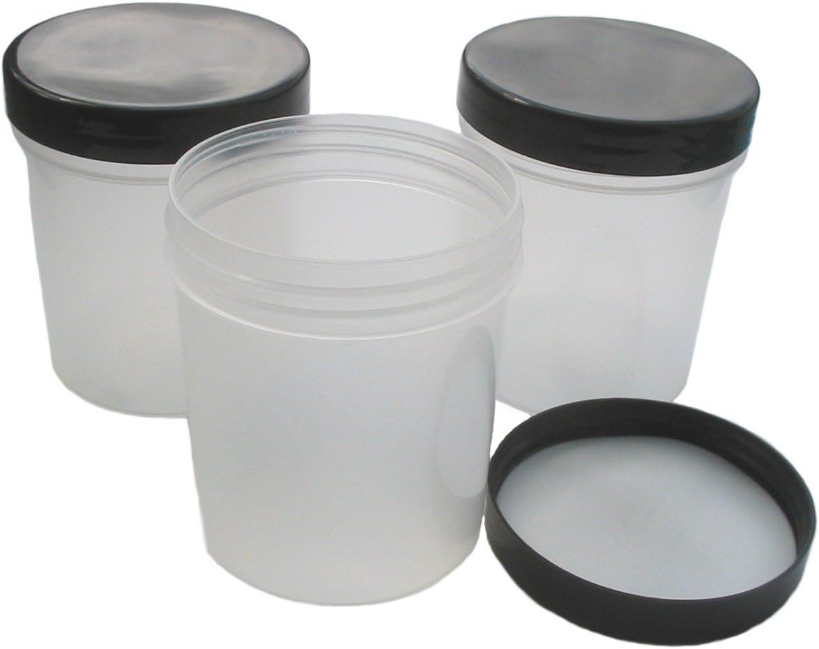 250ml Empty Plastic Cosmetic Jar x 50 TRANSLUCENT with BLACK Lid (Storage Pots/Containers)