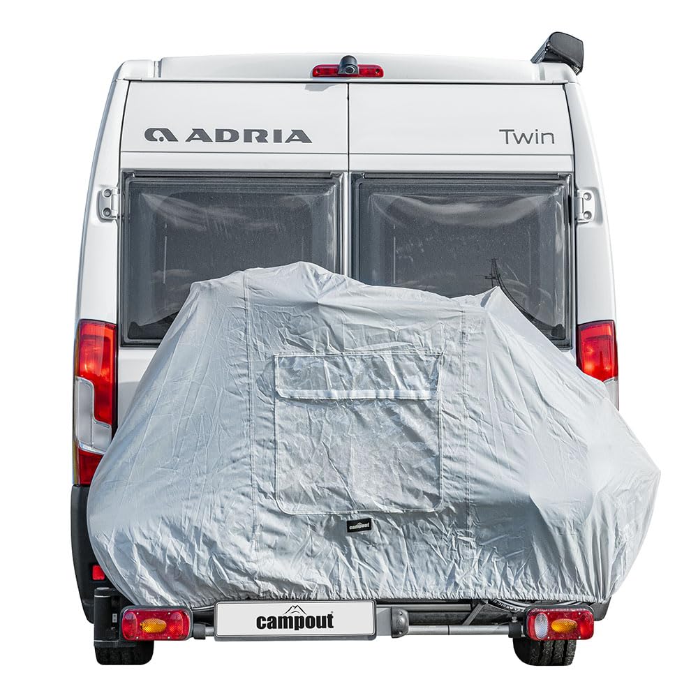 Campout Housse vélo - Universelle - Porte-vélos - pour 1 ou 2 vélos - Housse de Protection - Imperméable - Sac de Rangement Inclus - Compartiment pour Panneau d'avertissement