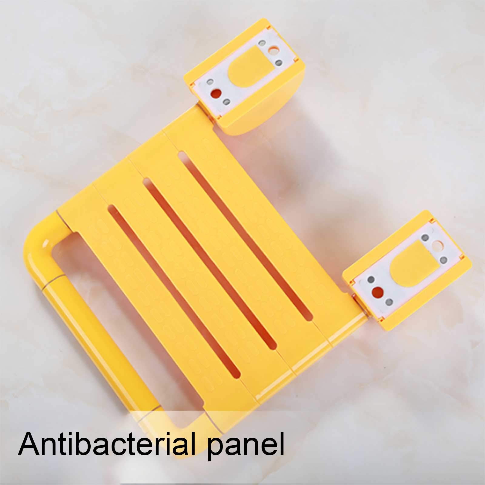 Sedile da Doccia Pieghevole, Sedia da Doccia a Parete per Anziani, con Cerchio Luminoso All'Interno Del Bagno Sgabello Doccia M Carico 200Kg/Brown38X33.8X46Cm/White