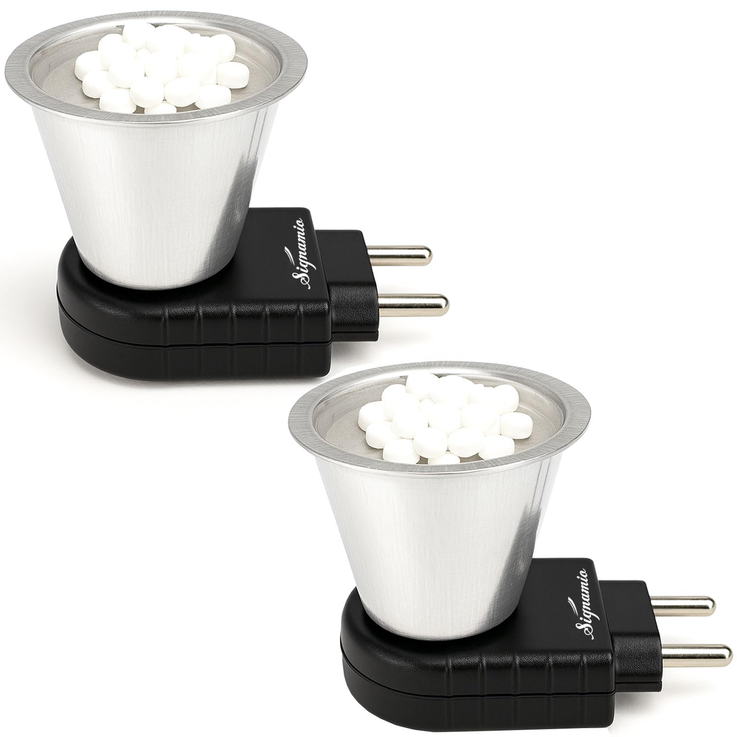 Signamio Camphor Diffuser Burner - 2 pcs Kapoor Dani Electrical Camphor Oil Diffuser, Efficient and Safe for Aromatherapy, Ideal for Home and Office Use-Black