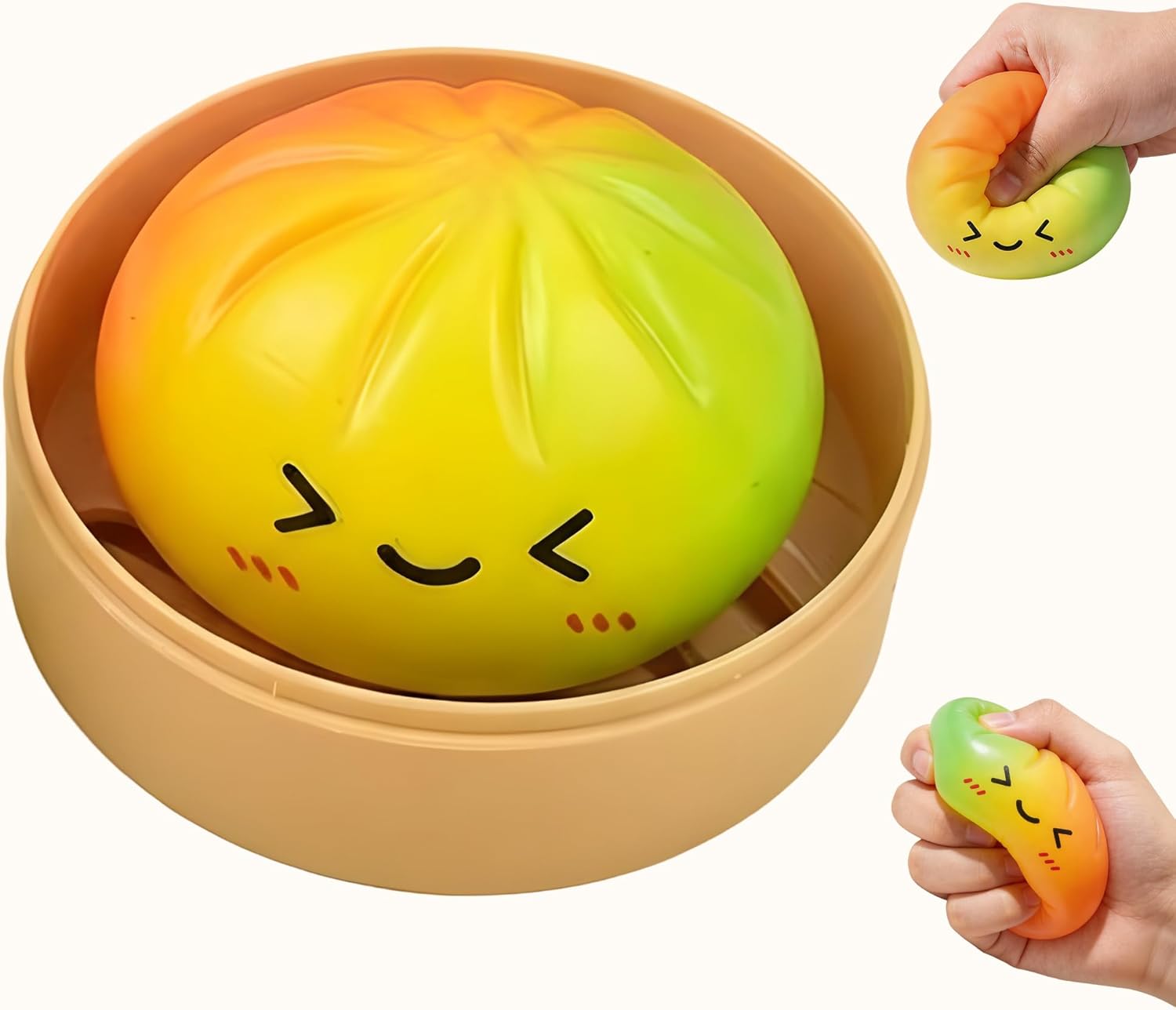 Rainbow Dumpling Squishy Mystery Box,Slow Rebound Squishy Dumpling Squeeze Toys,Relieve Anxiety and Relieve Stress,Hand Toys with Food Steamer Stretchy Desk Toys（Suitable for All Ages）