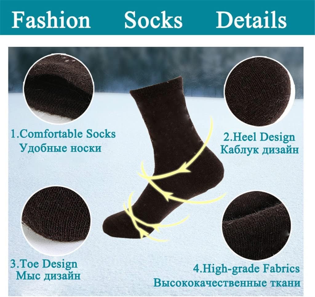 5 Pairs/Lot Men Female Socks Winter Warm Cashmere Breathable Solid Colors Mens