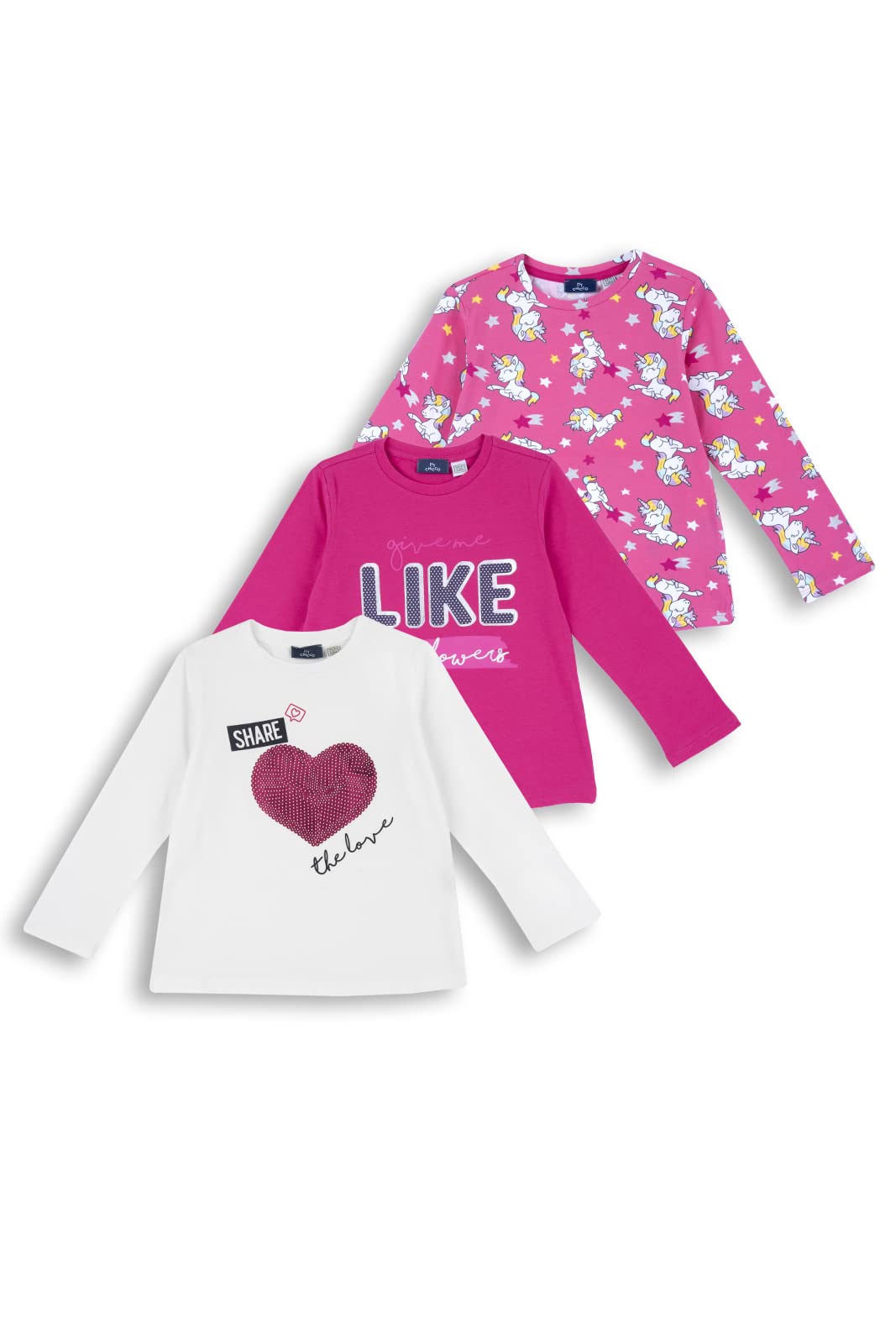 Lot de 3 T-shirts à Manches Longues en Coton pour Filles - Chicco