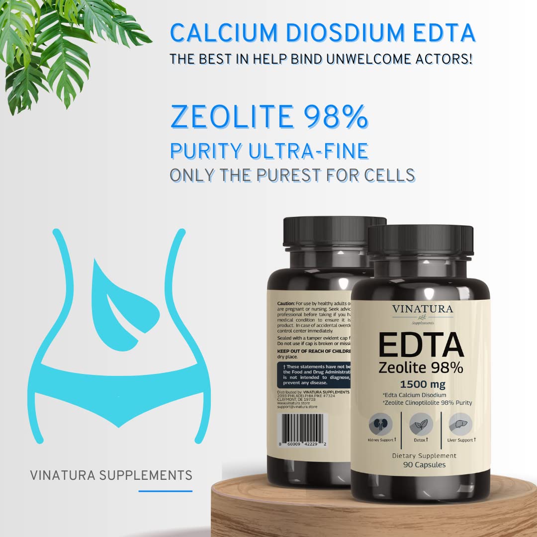 EDTA & Zeolite Pure Capsules 1500mg 1 Serving, USA