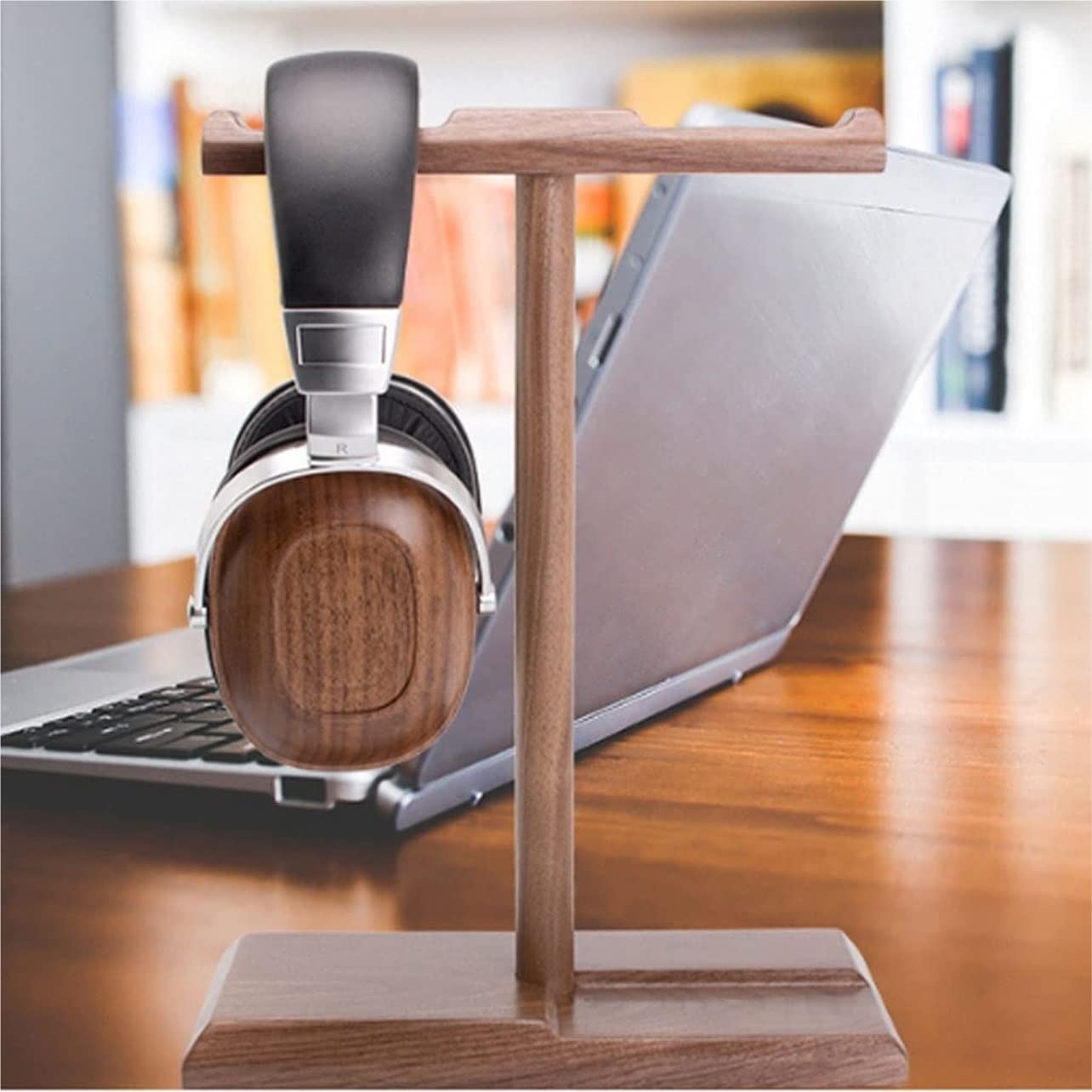 Soporte para Auriculares Gancho Doble De Soporte para Auriculares Simple De Nogal Natural Adecuado para Todos Los Auriculares Soporte Cascos