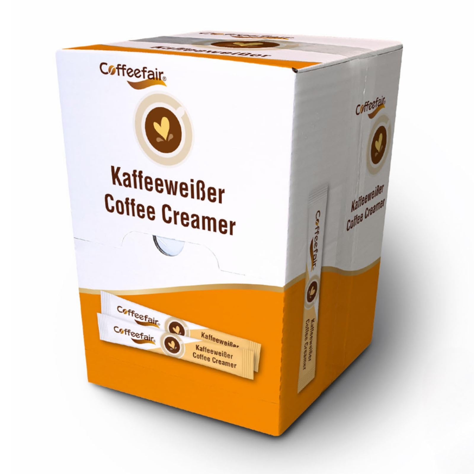Coffeefair Kaffeeweißer Sticks 500 x 2,5g einzeln verpackt, Kaffeeweisser Portionspackungen im hygienischen Spender, ideal für eine Tasse Kaffee, lange haltbar