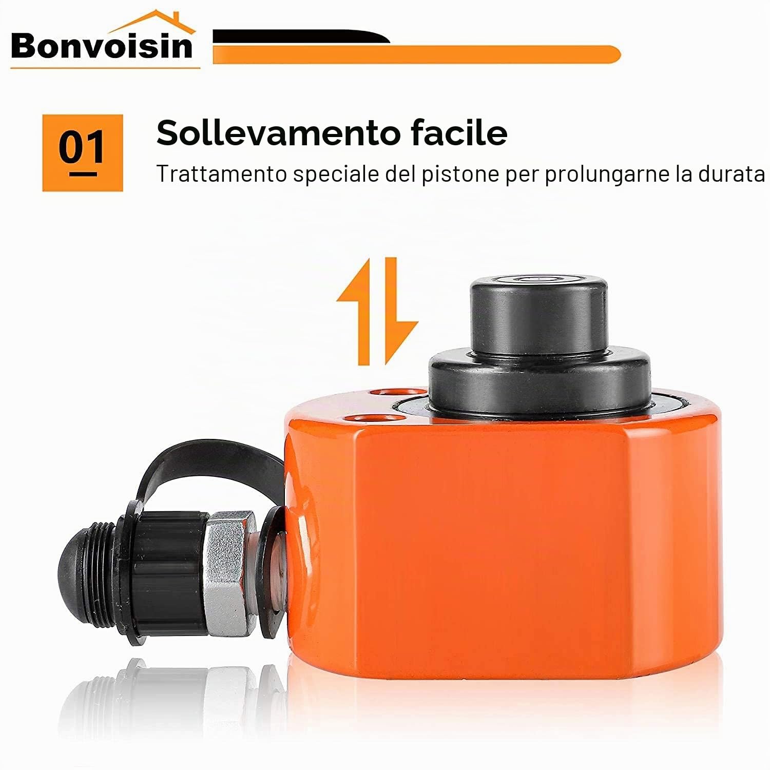 Bonvoisin DFPY-20T Martinetto Idraulico con Pompa CP-180 | Utilizzo Multidirezionale Per Tutti i Sollevamenti, Adatto a Spazi Ristretti, Per Lavori Industriali