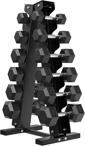 Miniatura 12 de Juego de mancuernas hexagonales con estante, juegos de revestimiento de goma de aumento de media libra para entrenamiento de peso de precisión y