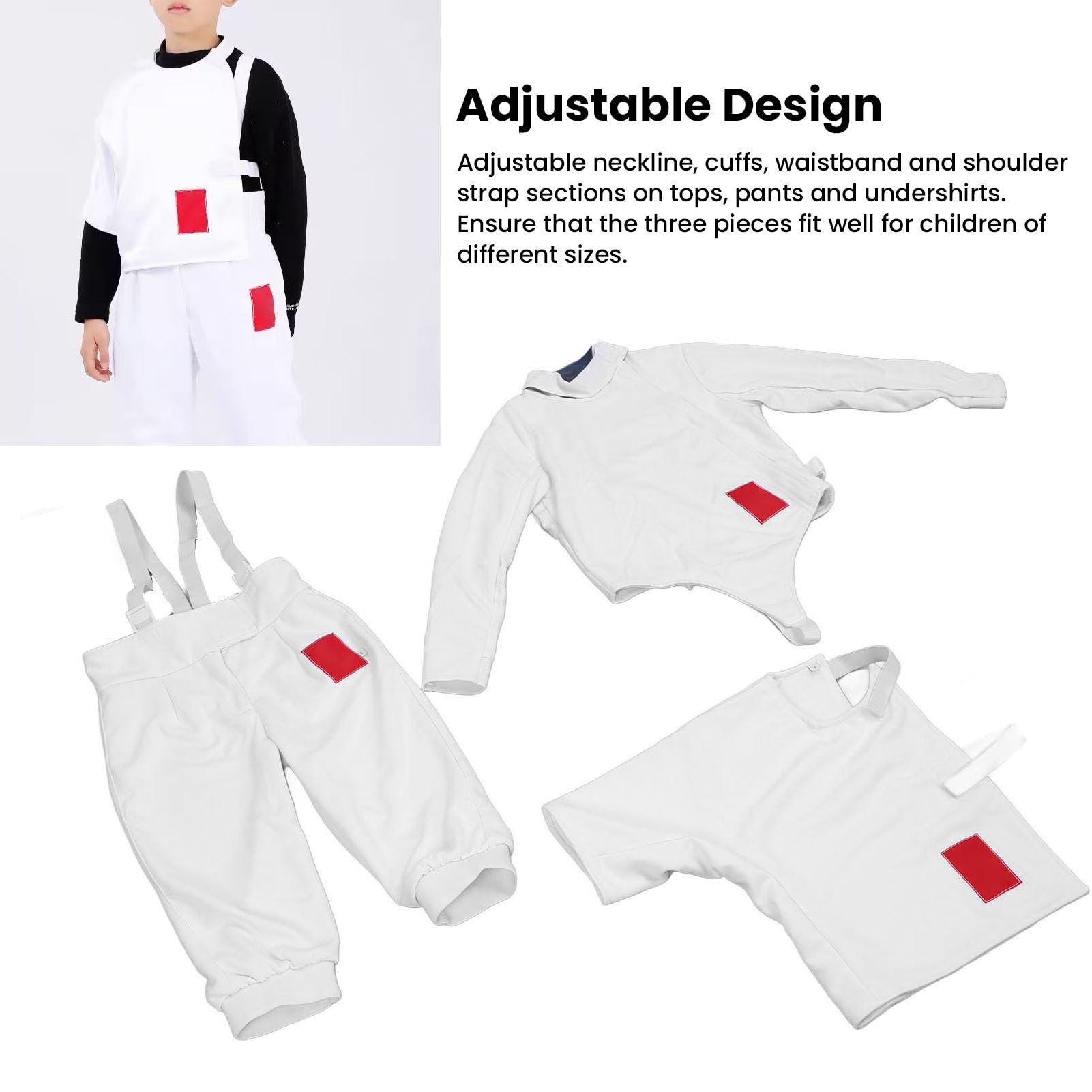 Fockety Fechten Uniform, Klassische Fecht Jacke für Kinder, Kinder Fechten Anzug Set für Folien Degen Säbel, Sport Uniform Anzug Exquisite Umfassende Schutz für das Training