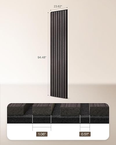 Miniatura 4 de Panel de pared de listones de madera, paneles de madera 3D para pared de 94.48 x 12.6 pulgadas, panel de chapa de madera para paredes y techos,