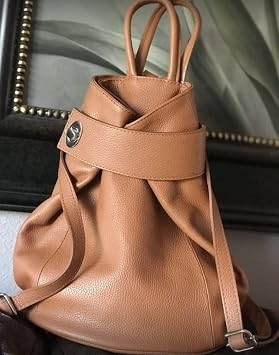Stella Purse Backpack Tote Convertible Italian Leather, Cognac Tan