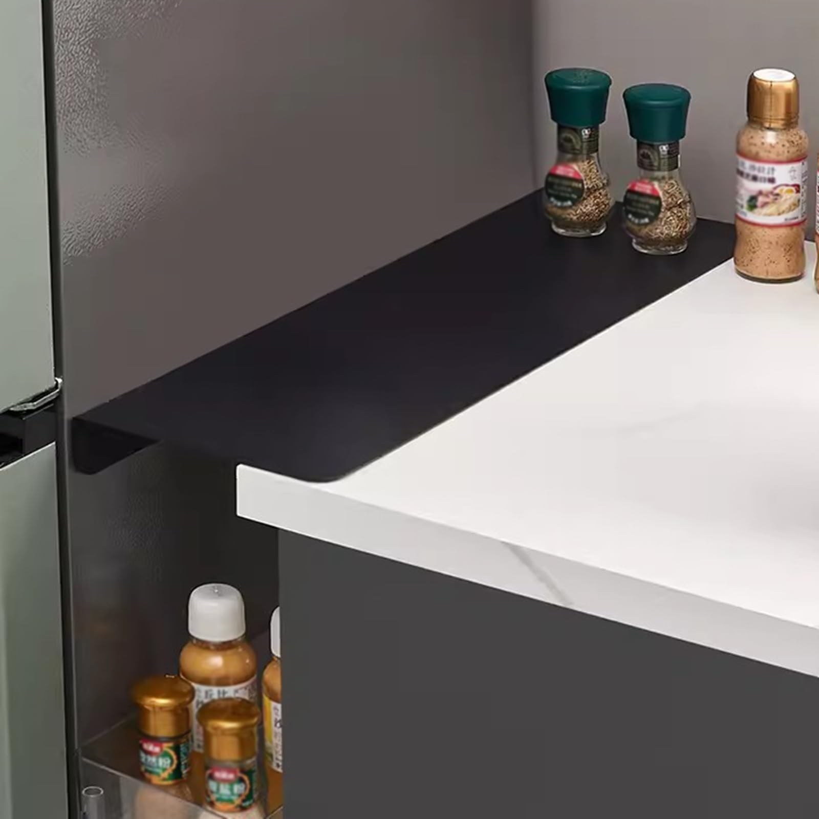 sdneNest Copertura per bancone per cucina, bagno, davanzale della finestra e lavanderia. Estensione per tavolo in ferro in metallo larga 10,2 cm, 15,2 cm, 20 cm, senza foratura, nero - 50 x 20 x 6 cm