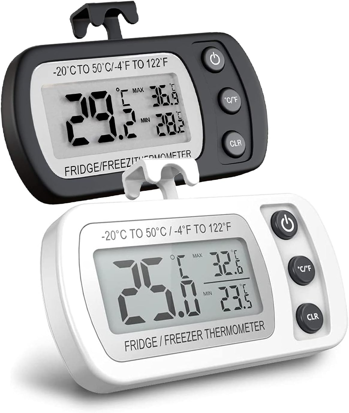 Digital Refrigerator Thermometer Freezer Fridge Room Thermometer, Max/Min Record Function Large LCD Screen and Magnetic Back for Kitchen, Home, Restaurants (2 Pack)