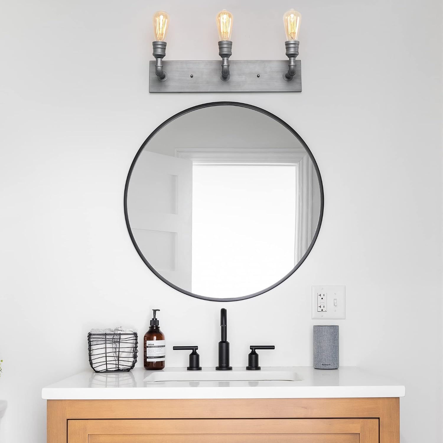 Bеѕt Rеvіеw LALUZ 3-Light Vanity Lights Wall Sconce Silver Bathroom Wall Lamp Industrial Sconces Wall Lighting