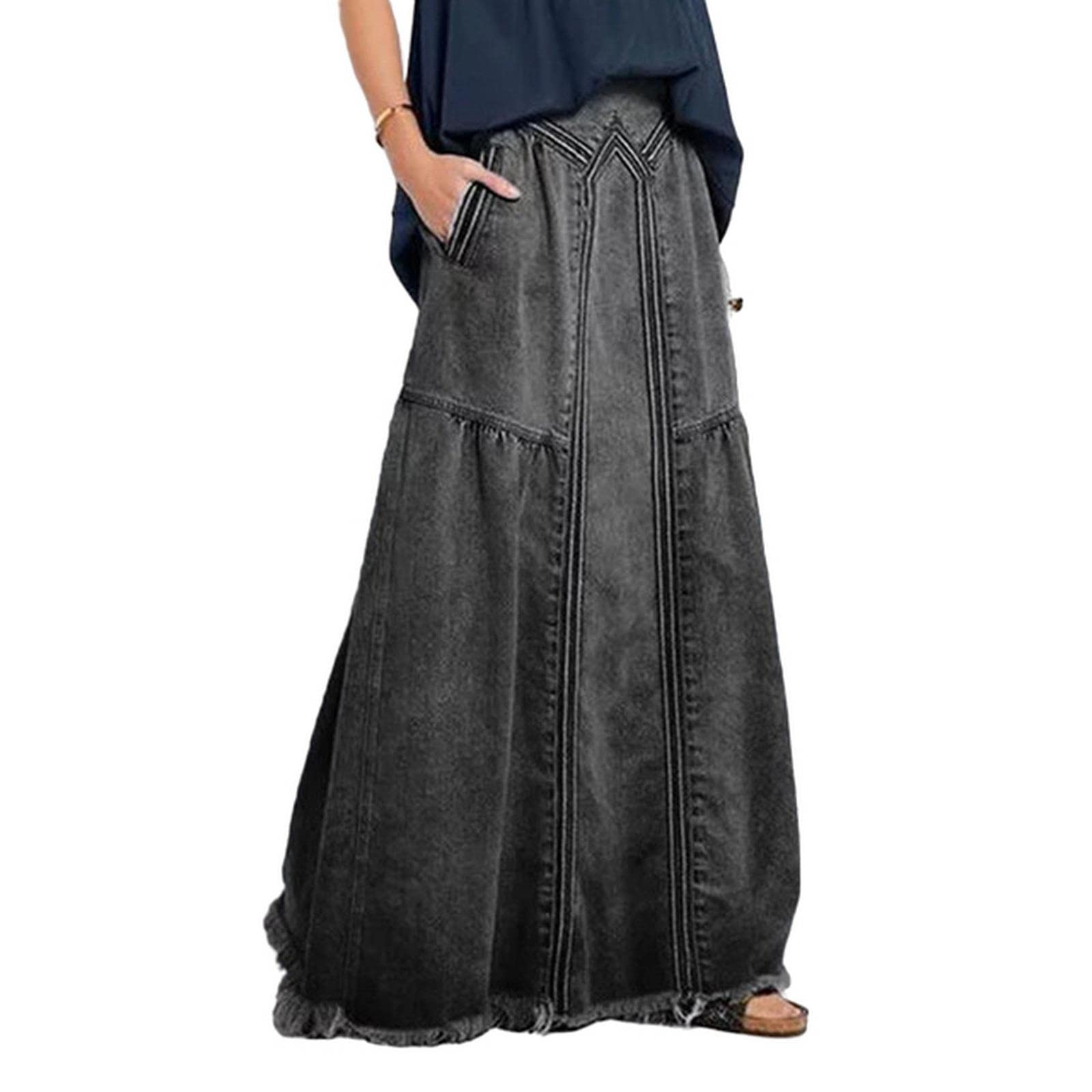 Gonna Donna Gonne Maxi in Denim Bohémien Oversize per Donne Sciolte Estate Falda Lady Boho Vintage Long Jean Gonna