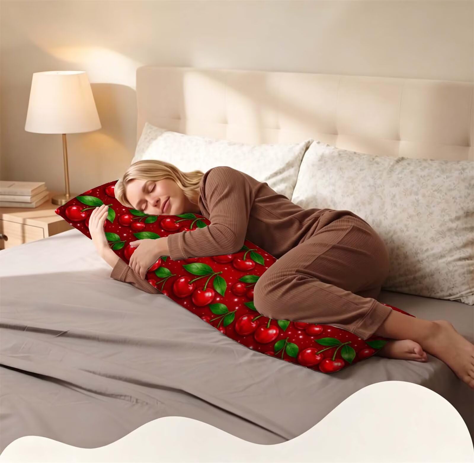 Fodera Cuscino 50 x 150 cm, Rosso-14 Velluto Copricuscini Letto, | con Invisibile Cerniera, Morbida e Traspirante, per biancheria da letto, divano, hotel, chi dorme sul fianco Frutto-3 j-221