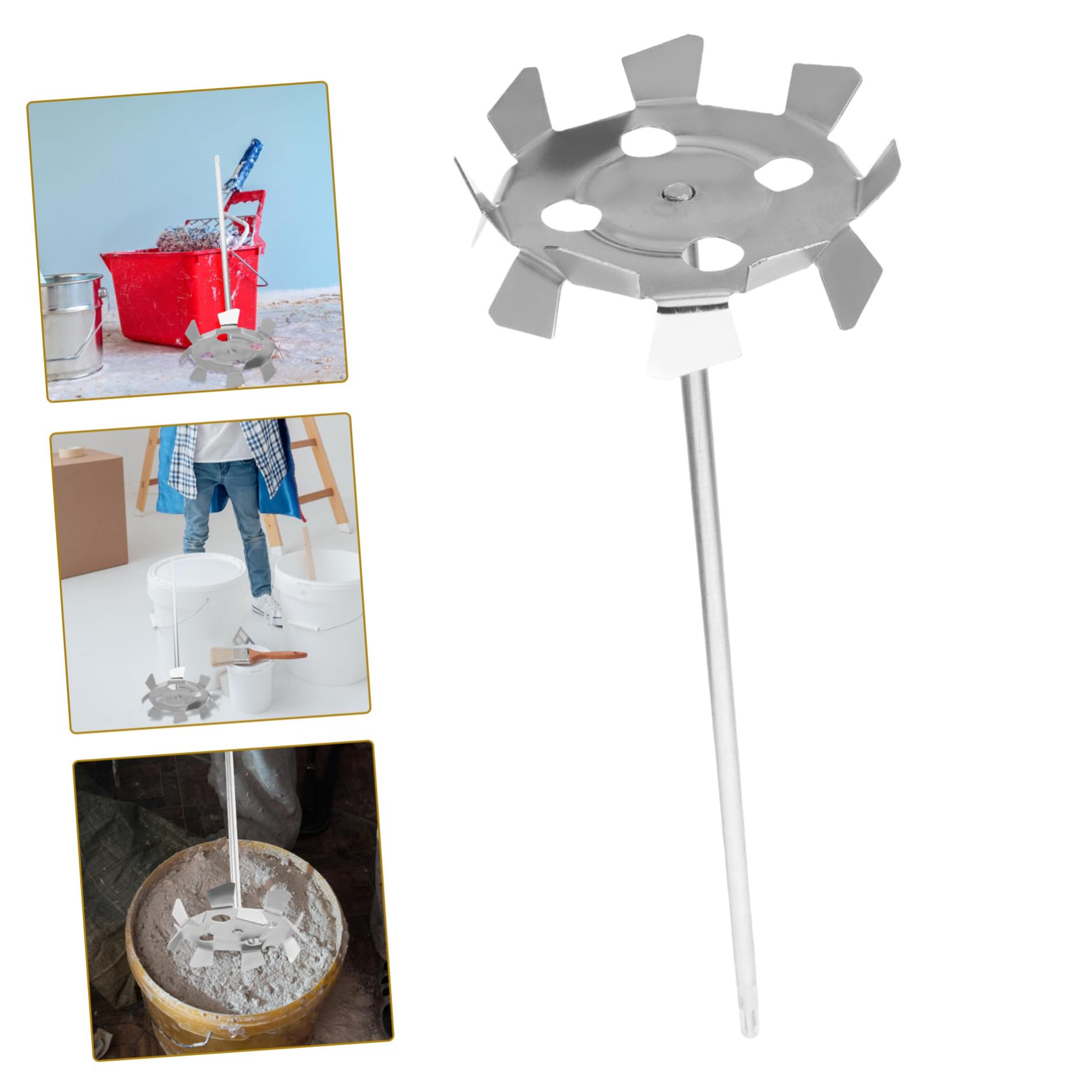 Veemoon Miscelatore per Calcestruzzo e Vernice in Ferro Zincato Argento, Accessorio per Trapano Elettrico, Rapido e Semplice da Installare, per Progetti di Costruzione e Ristrutturazione