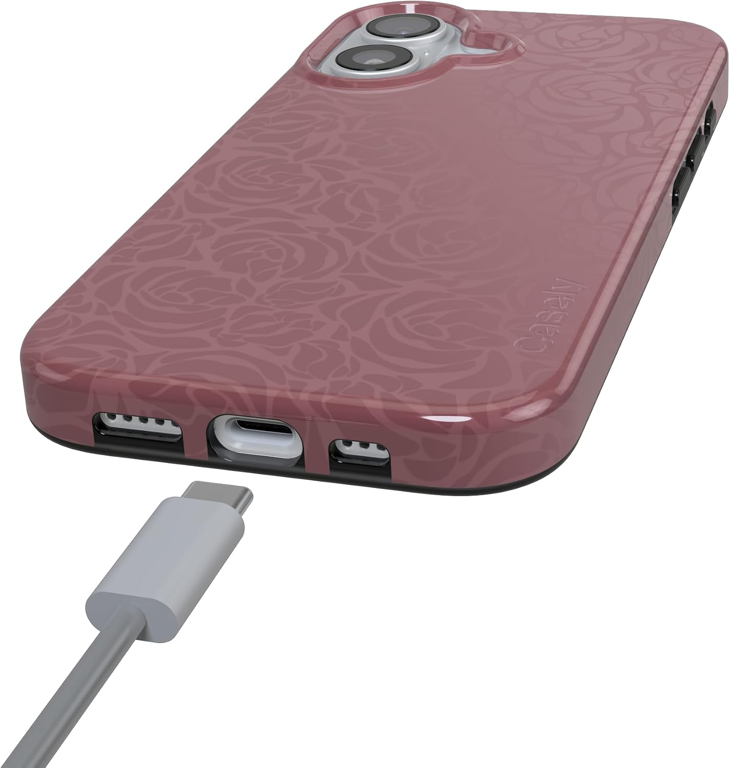 Casely iPhone 16 Case | Moody Monochrome | Bordeaux Rose | Compatible with MagSafe | Classic Ultra Thin Design