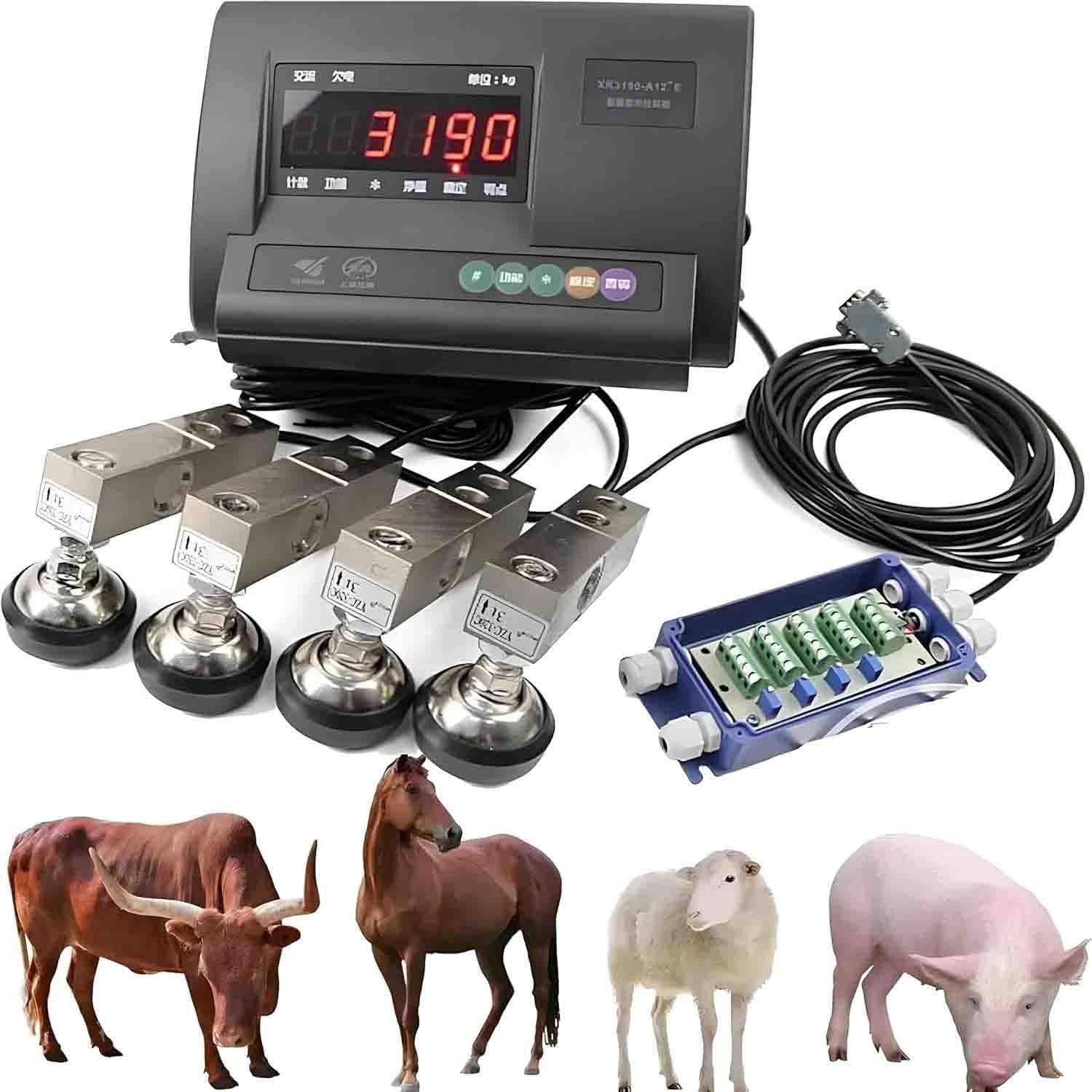 UORDBY High Precision Livestock Scale Kit, LCD Display Load Weighing Indicator, Steel Beam Compression Load Cell with 4-Wire Junction Box for Cattle Pigs Sheep 5000kg
