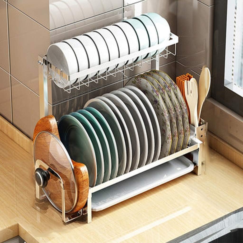 Dish Drying Rack Cutlery Rack Dish Rack Kitchen Drain Rack Storage Rack Rack Countertop Drying Rack Dish Black Stainless Steel Cutlery Drying Rack