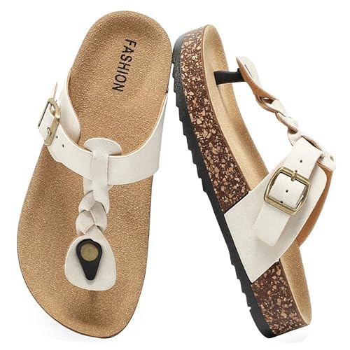 Lässig Flach Zehentrenner Kinder, Kork Fußbett Sommer Schlappen Mädchen, Jungen Flip flop Sandalen mit Einstellbarer Schnalle, Pantoletten Rutschfest Badelatschen, Bequem Hausschuhe Unisex Kids