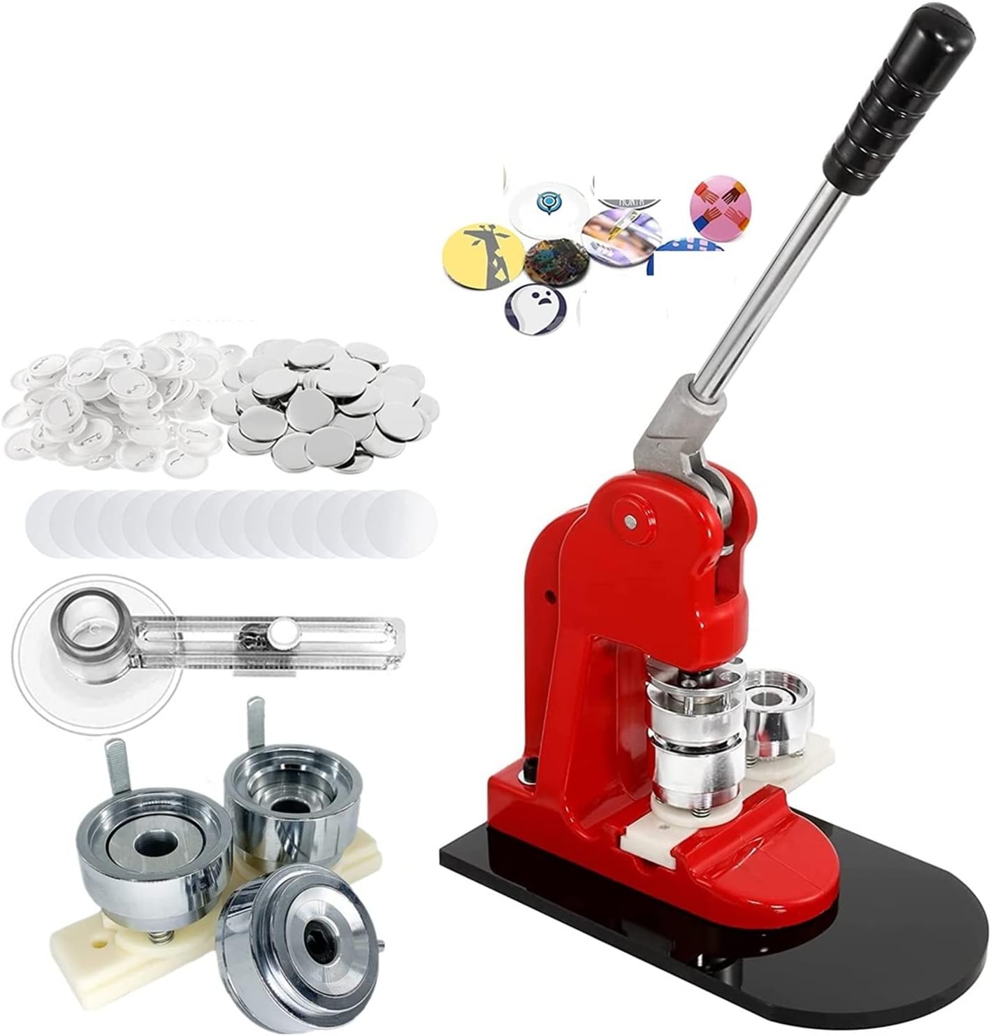 Poafamx 缶バッジマシーン 缶バッジメーカー バッジ素材 100個付き