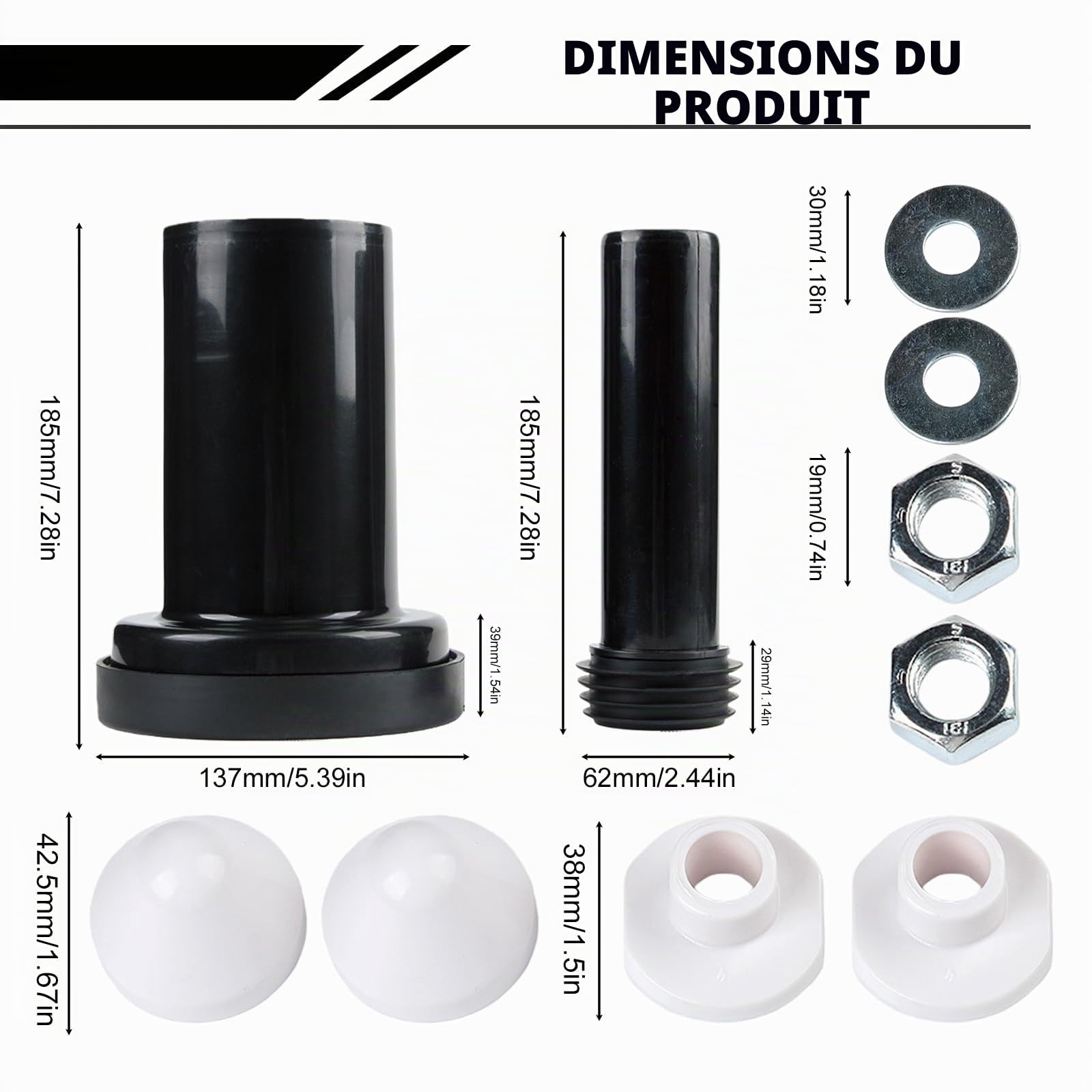 Kit de raccordement pour chasse d'eau murale, diamètre du tuyau en PVC 90/110, longueur 180 mm, compatible avec Geberit Duofix 405.116.00.1 - Tuyau de vidange mural (modèle :