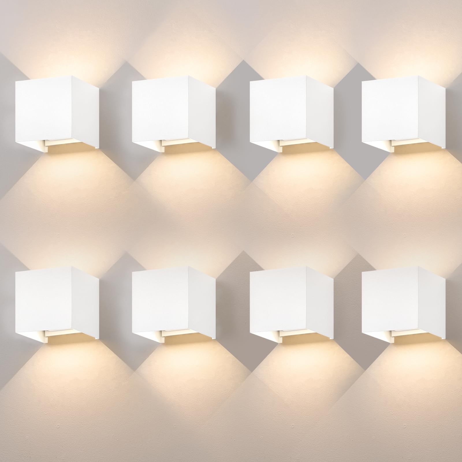 Kowanie Außenwandleuchten LED Wandleuchte innen: 8er Set Wandlampe Aussen Wandbeleuchtung Weiß Up Down 5W IP65 Wasserdicht Außenlampe Wand Warmweiß Flurlampe Aussenlampe für Treppenhaus Hauswand