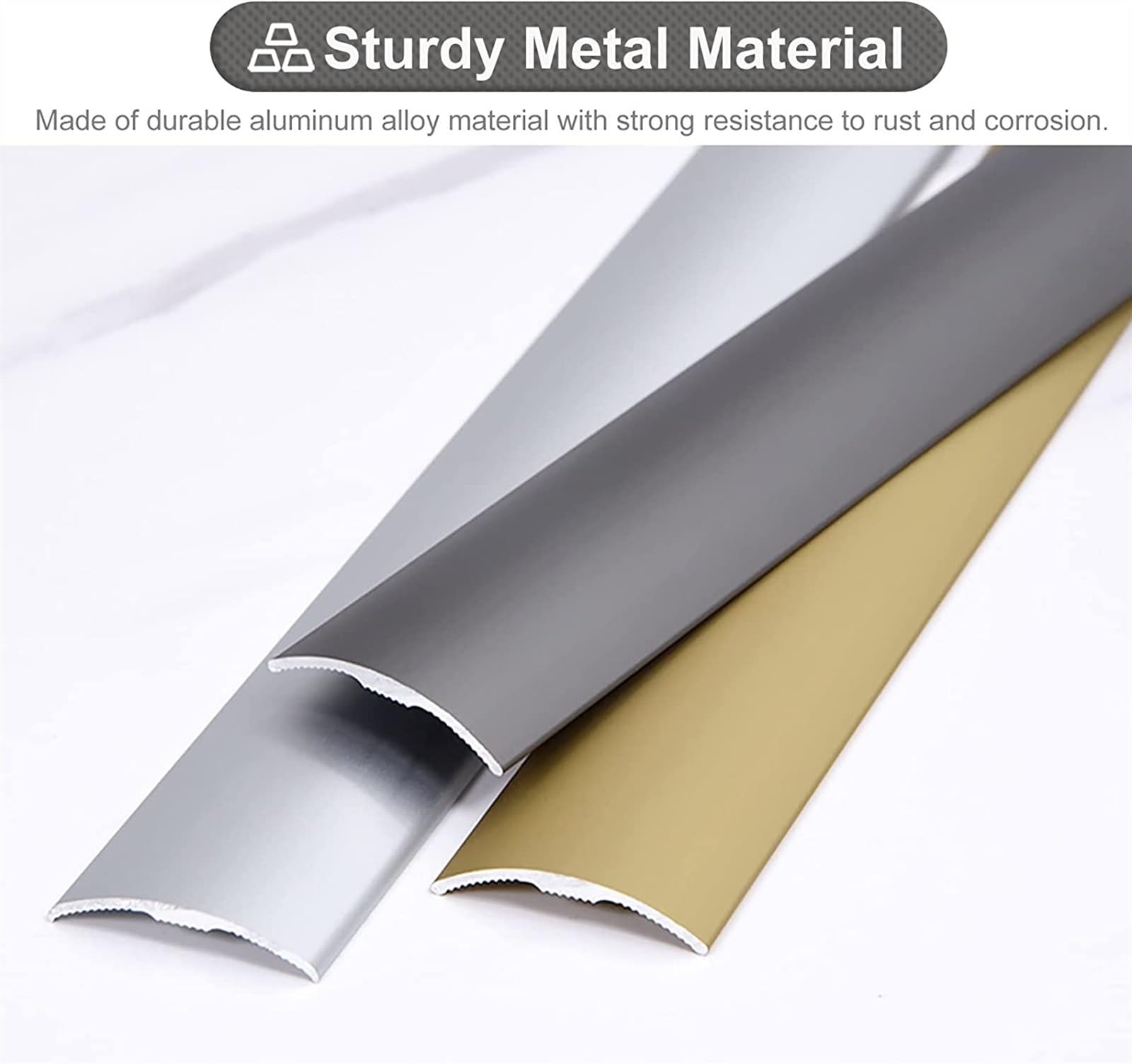 Profilo di Transizione, Striscia di Soglia, Finitura da laminato a bordo in legno, riduttore ad arco, transizione graduale(Gold)